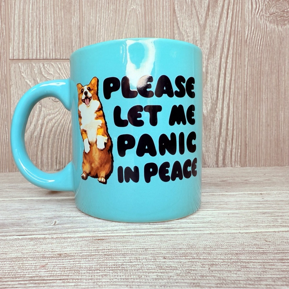 Spenders gifts corgi “ let me panic in peace “ funny ceramic coffee cup tea mug